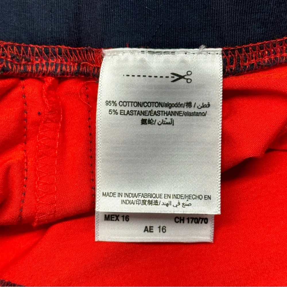 Juicy Couture Mini Skirt Girls 16 Red Blue Logo Stripe Stretch Cheerleader Y2K